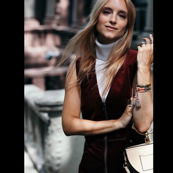 VERONICA BEARD Burgundy Corduroy Orial Zip Front Mini Dress Size 2 - Picture 4 of 10